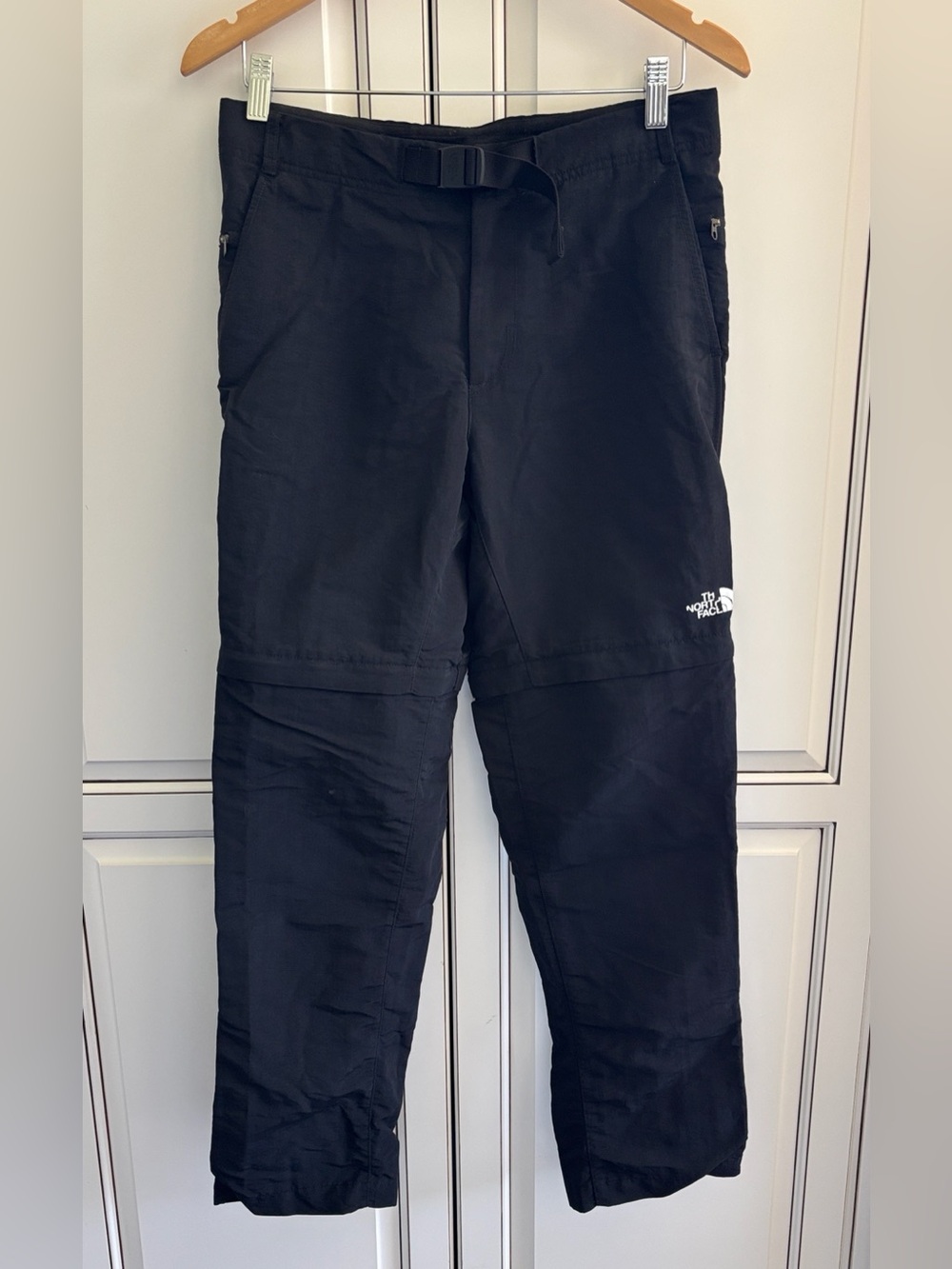 North Face Convertible Outdoors Hiking Pants Belt Black Mens Size 30 Zip Off Leg
